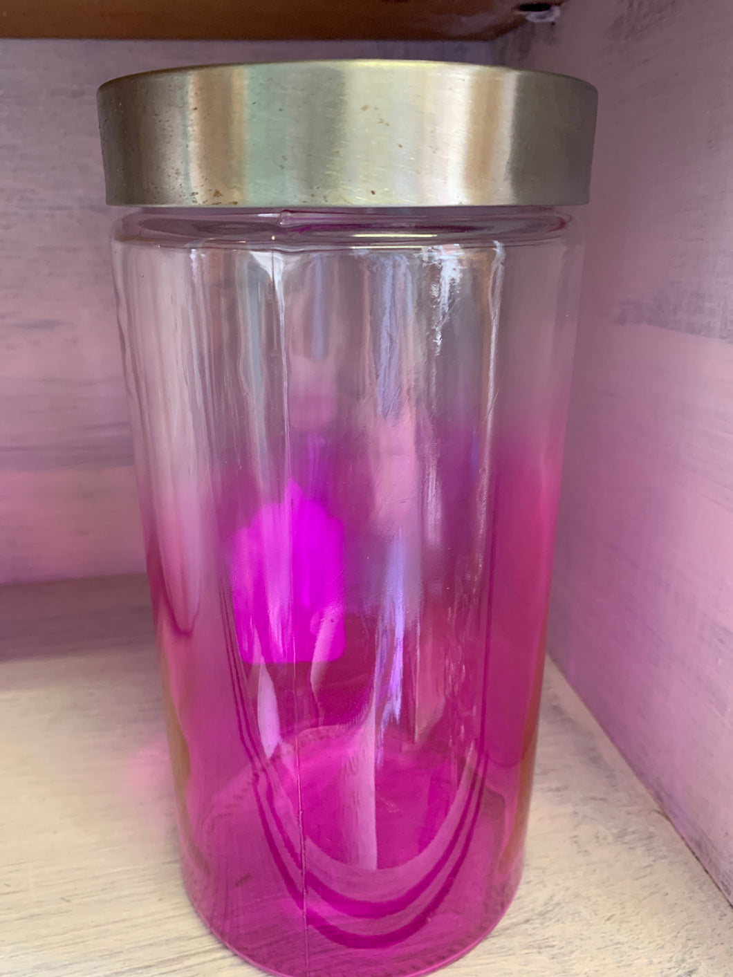 Glass Pink Jar