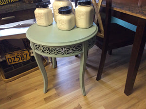 Blue round end table